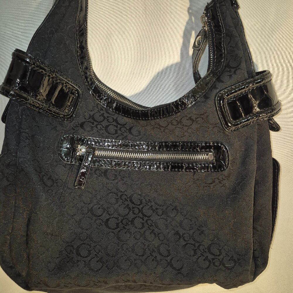 GUESS VINTAGE studded shoulder bag, Black and silver, 13X20 - Picture 3 of 15